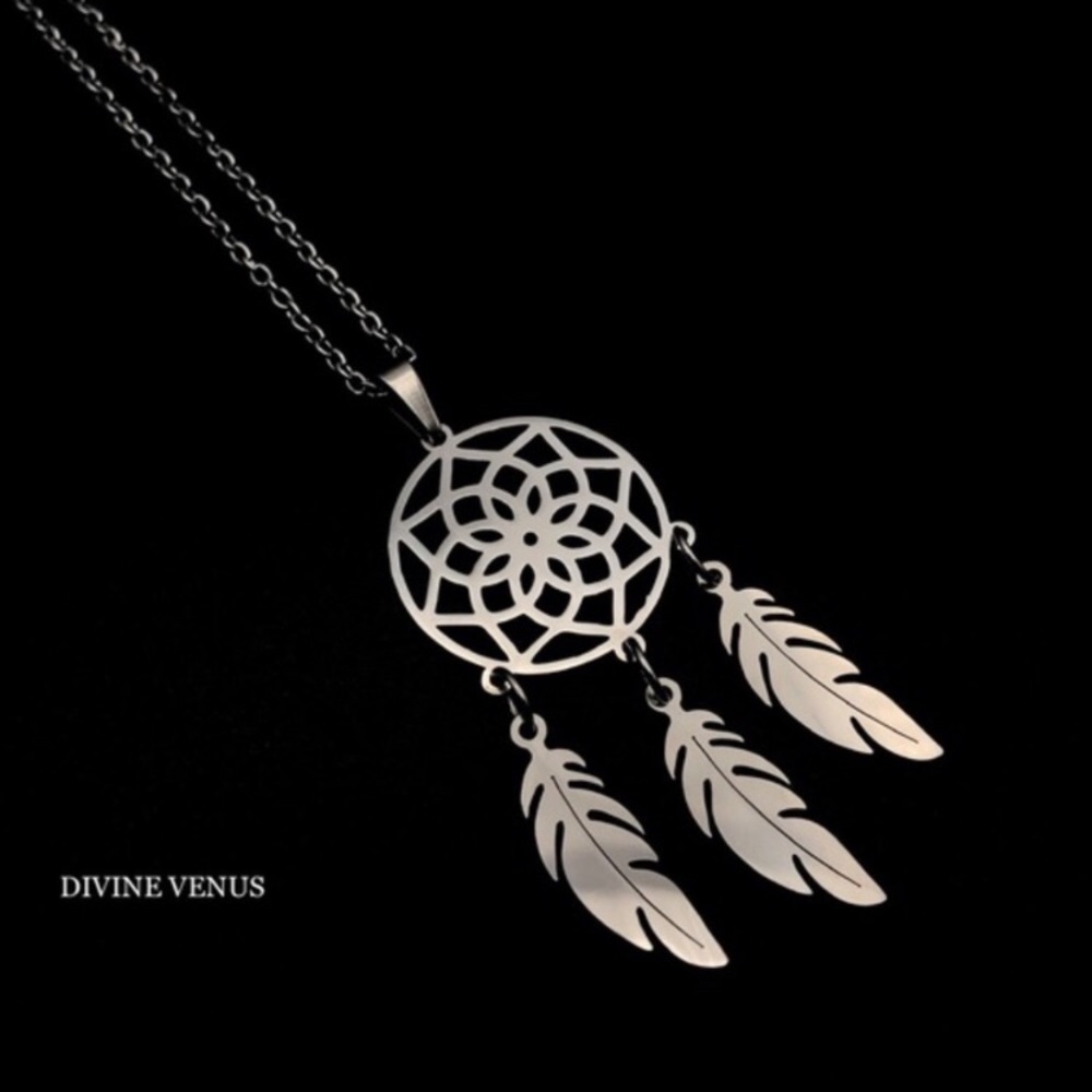 Dream Catcher Feather Necklace | Stainless Steel - Picture 2 of 6